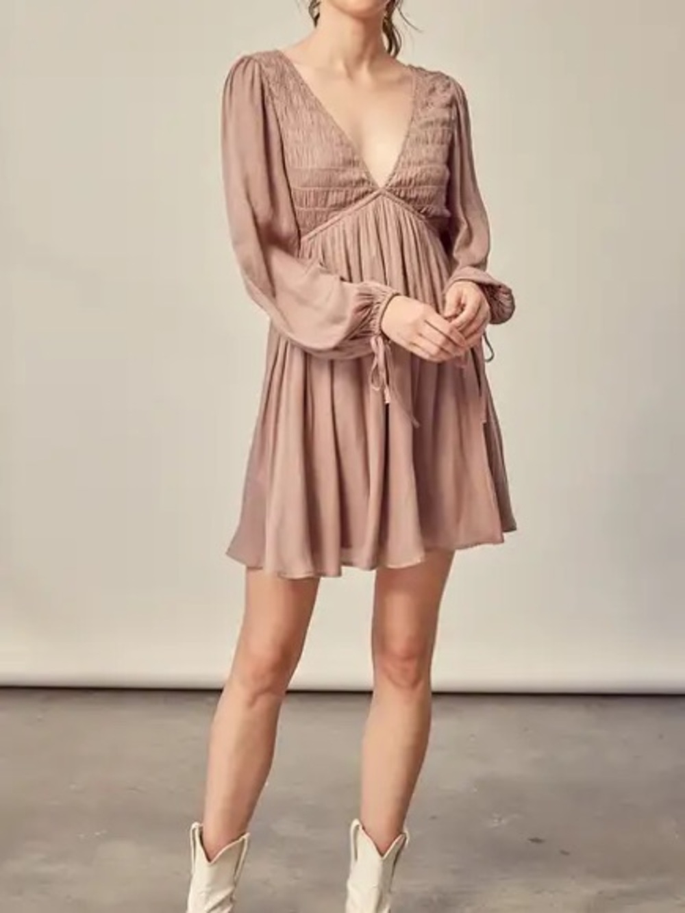 MUSTARD SEED BACK RIBBON TIE DRESS